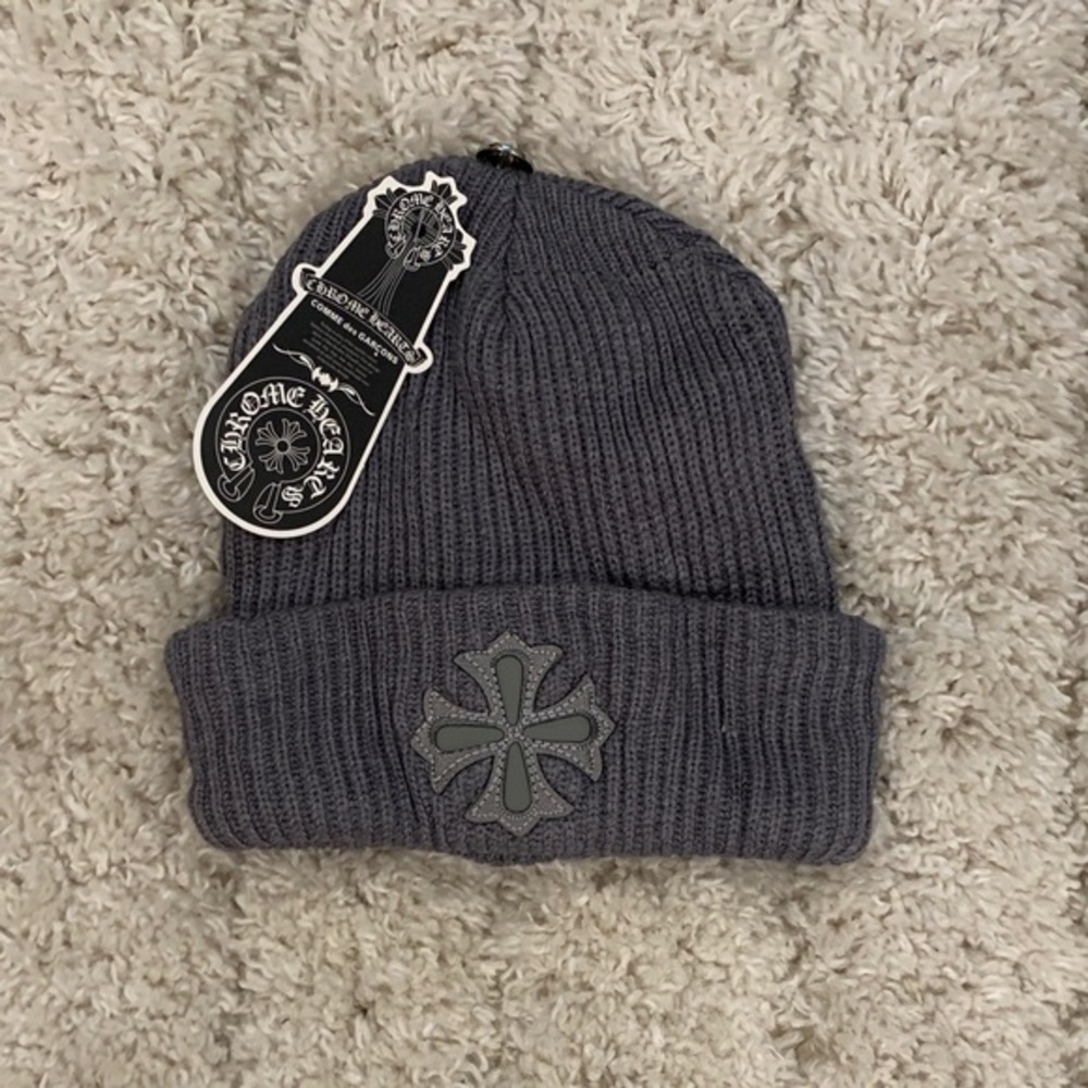 Chrome Hearts Grey Cross Patch Beanie Hat